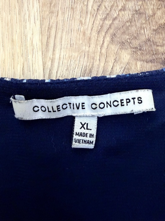 Collective Concepts Blue Floral V-Neck Long Sleeve Dress - Picture 3 of 6